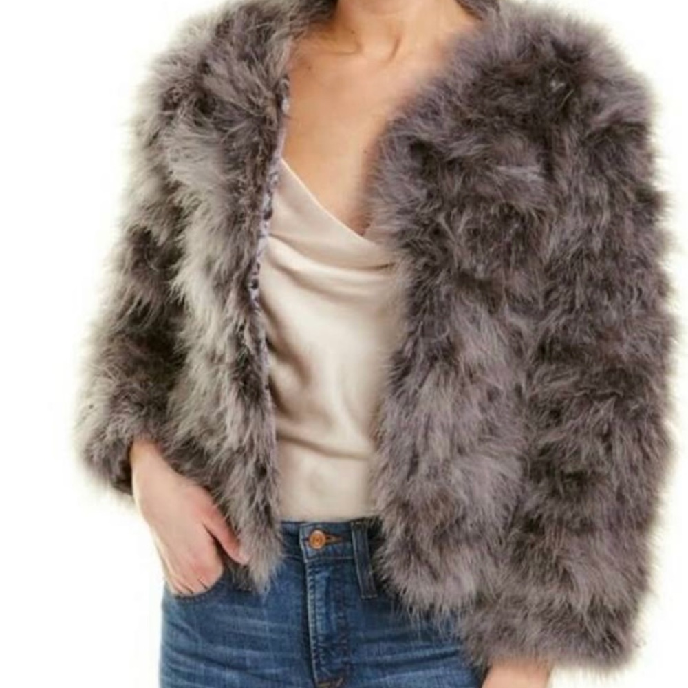 Ava Kris Dark Grey - Turkey Feathers - Silk Lining